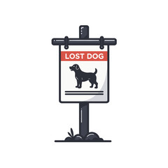 Fototapeta premium Lost dog sign illustration on a dark post, conveying urgency for a missing pet 