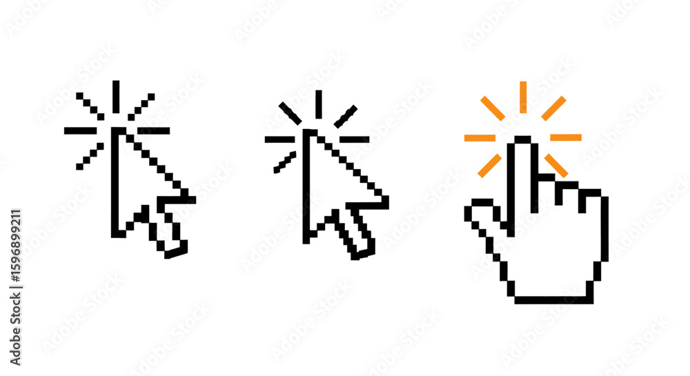 Poster Exploring the evolution of the cursor icon demonstrating digital interaction and computer interface design over time illustrating various cursor styles