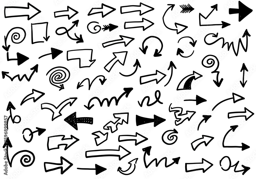 Aufkleber a comprehensive collection of hand drawn arrow designs and symbols illustrating direction and moveme