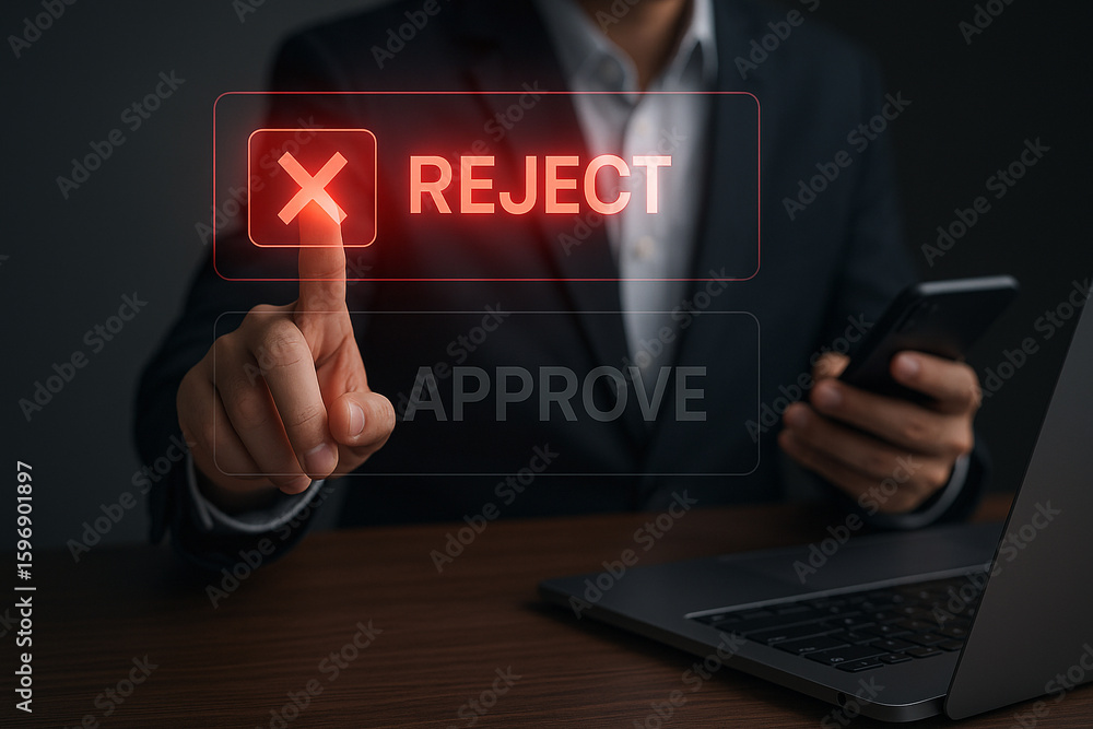 Poster reject approve button concept decision making business technology interface selection process online