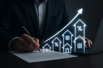 Real estate market growth investment property value increasing home sales and mortgage rates analysis