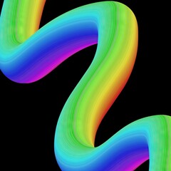 Colorful wavy lines in vibrant rainbow hues on black background  