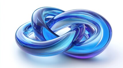 Fototapeta premium Abstract intertwined rings of blue glass