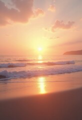 Fototapeta premium stunning sunrise over ocean waves golden dunes capturing breathtaking beauty serenity, beach, sea, sky, clouds, horizon, light, reflection, scenery