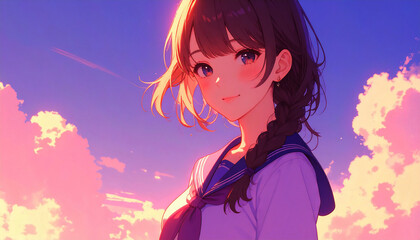 セーラー服の女　AI生成素材