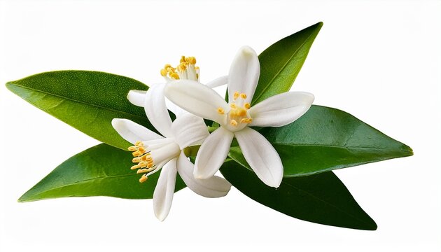 neroli flowers citrus aurantium neroli blossom on twig isolated on on white transparent background cut out png element