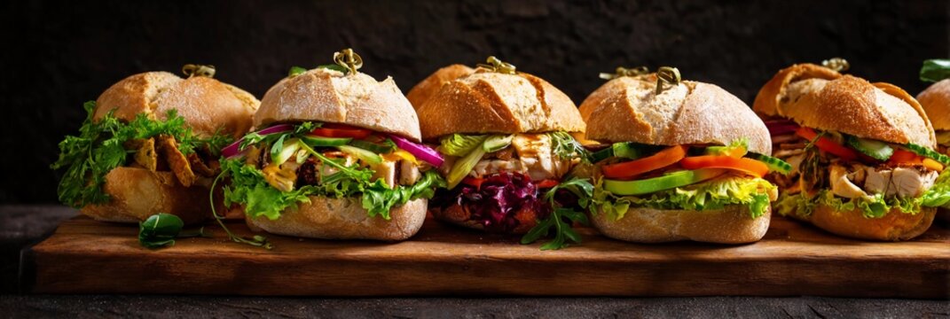 Fresh Sandwiches Burger Row – Fast Food Street Food Banner