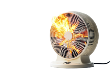 Burning electric fan creating a dangerous house fire