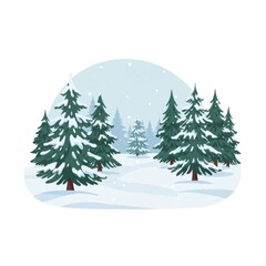 Obraz premium Snowy Winter Forest Landscape with Pine Trees