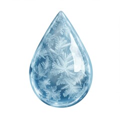 Frozen Water Droplet with Ice Crystals