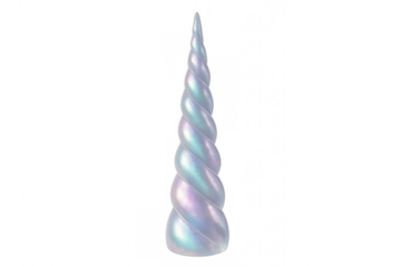 Pearlescent unicorn horn isolated on transparent background, perfect for fantasy and fairytale projects