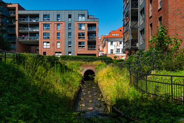 New houses construction in Gdansk, Poland. Residential house development	