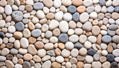 Close Up View of a Pebble Mosaic Wall Featuring Varied Stone Tones in Warm and Cool Hues