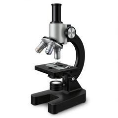 Black And Silver Microscope On White Background