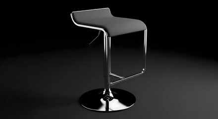 Modern chrome bar stool on black background enhances minimalist design for stylish interiors and kitchen counters