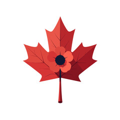 Stylized red maple leaf with a poppy flower, symbolizing remembrance of World War I

