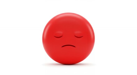 Fototapeta premium Sad red emoji face isolated on white background