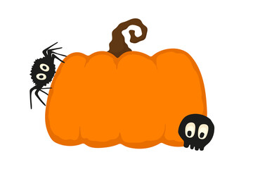 Halloween pumpkin frame. Colored silhouette. Front view. Vector simple flat graphic hand drawn illustration. Isolated object on white background. Isolate.