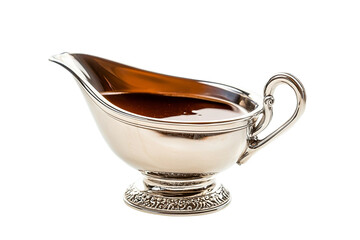Gravy boat showcasing delicious savory brown gravy liquid