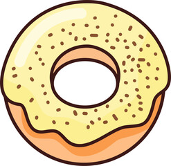 Colorful donut icon perfect for dessert-themed designs, kids projects, bakery promotions, or playful food illustrations.