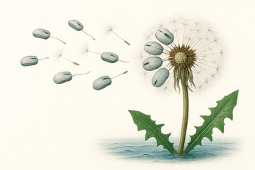 Dandelion with computer mice instead of seeds. Space for text.