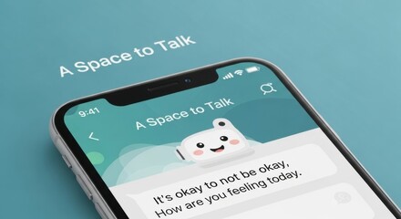 Smartphone displaying A I chatbot conversation about mental wellbeing mobile phone artificial intelligence