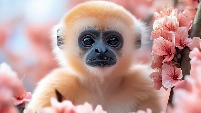 adorable little monkey in the stunning nature
