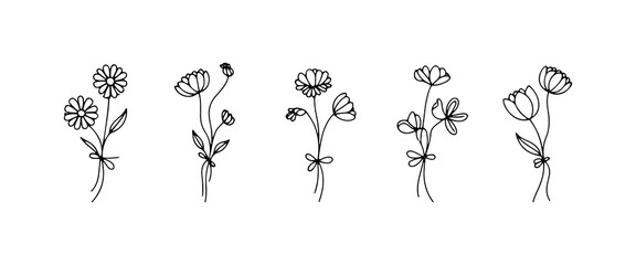 Graceful Meadow Bouquet. Graceful Meadow Bouquet is a hand-drawn floral design with soft wildflowers and airy stems, perfect for minimal and elegant compositions.