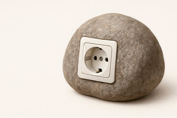 The electrical outlet is built into the stone. Space for text.