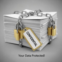 Stack of Confidential Documents Secured with Chains and Padlocks data security