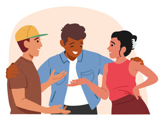 Obraz premium Friendship basic human needs vector illustration with happy friends meeting nice conversation
