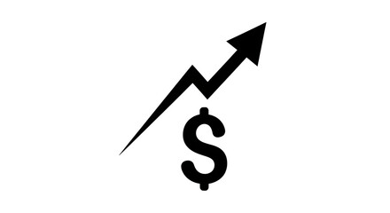 Black dollar sign with upward trending arrow on a white background showing financial growth concept ai genrated