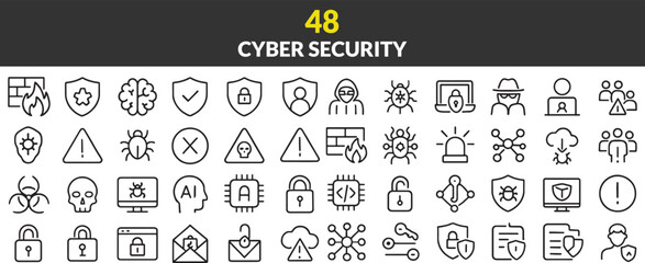 Diverse Cyber Security Icon Set Depicting Protection Risks Threats and Safe Practices for Digital Well being and Data Integrity