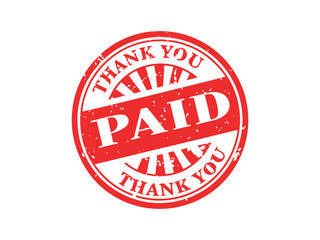 Red paid stamp with thank you message, a business concept for finance and accounting