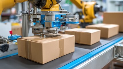 Robotic arm packaging boxes