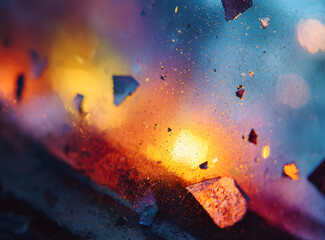 Colorful light leaks creating abstract background with film grain and texture