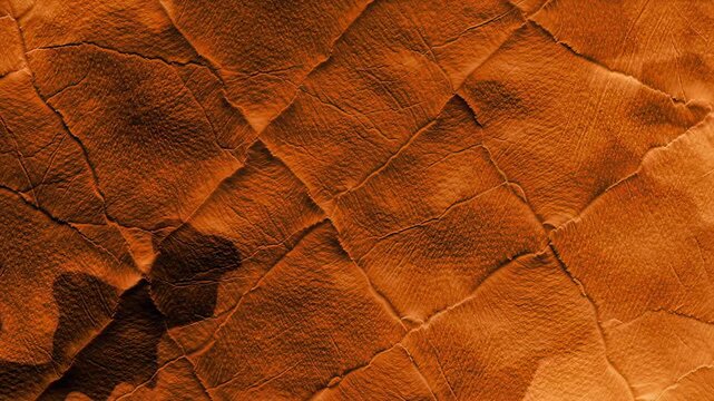 Textured orange surface with wrinkles and patterns