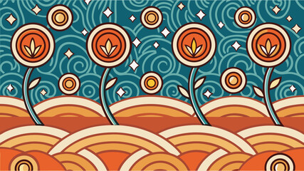 Fototapeta premium Colorful floral pattern with stylized flowers on abstract background 