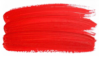 Bold Gestural Gouache Brushstroke in Primary Red on White Background with Dynamic Texture and Artistic Design