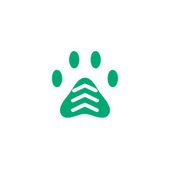 Fototapeta premium Veterinary care logo: animal health, pet clinic, paw print, medical symbol