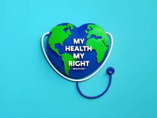 World health day concept my health my right stethoscope healthcare earth globe