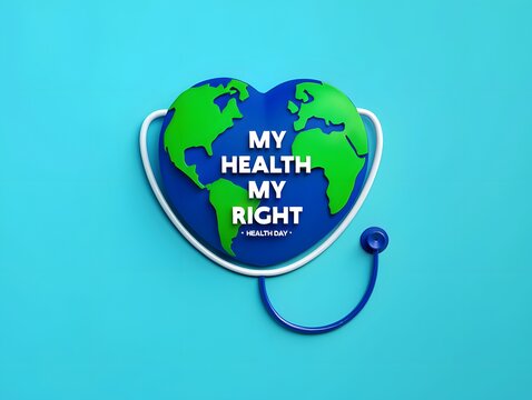 World health day concept my health my right stethoscope healthcare earth globe