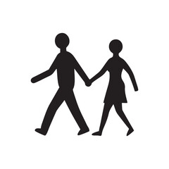 Business man and woman silhouettes illustrating the evolution of people, a vector of a couple running, dancing, and doing sports