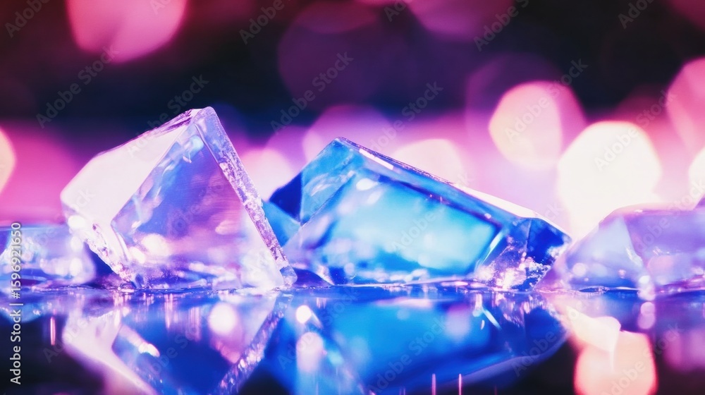 Aufkleber ice cubes glowing in vibrant lights create a captivating visual display