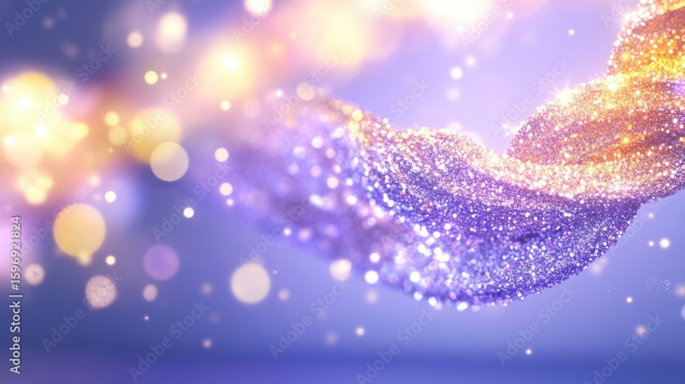 Poster colorful swirl of sparkling light particles glowing in a soft background