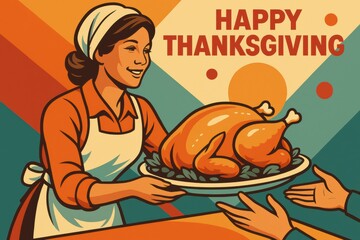 Thanksgiving feast with turkey and sides served on a table. Perfect for food, family meals, and holiday gatherings.
