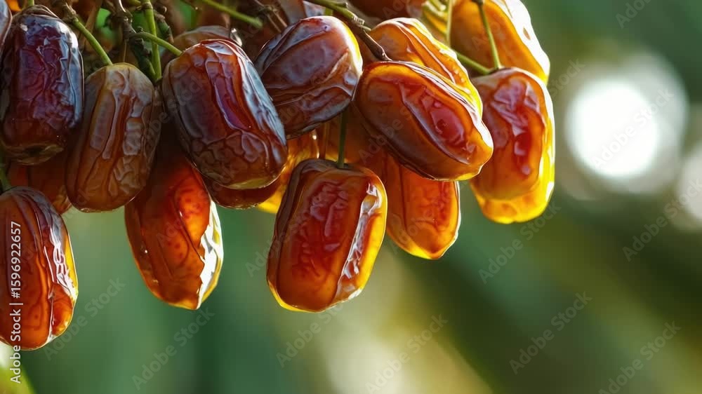 Poster a bunch of dates hanging from a tree branch