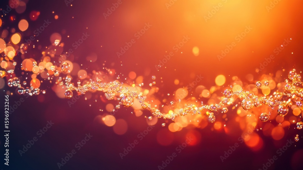 Aufkleber bright bubbles dance in warm light creating a sparkling display during twilight