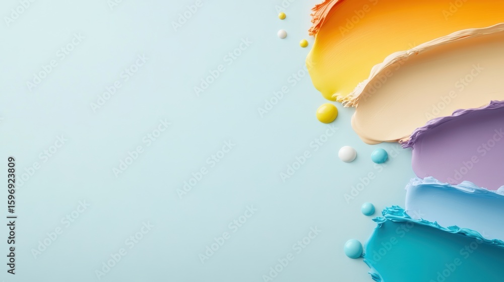 Aufkleber vibrant paint swatches and drops create a colorful display on a soft background