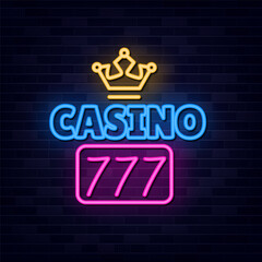 Casino Neon Sign with Crown